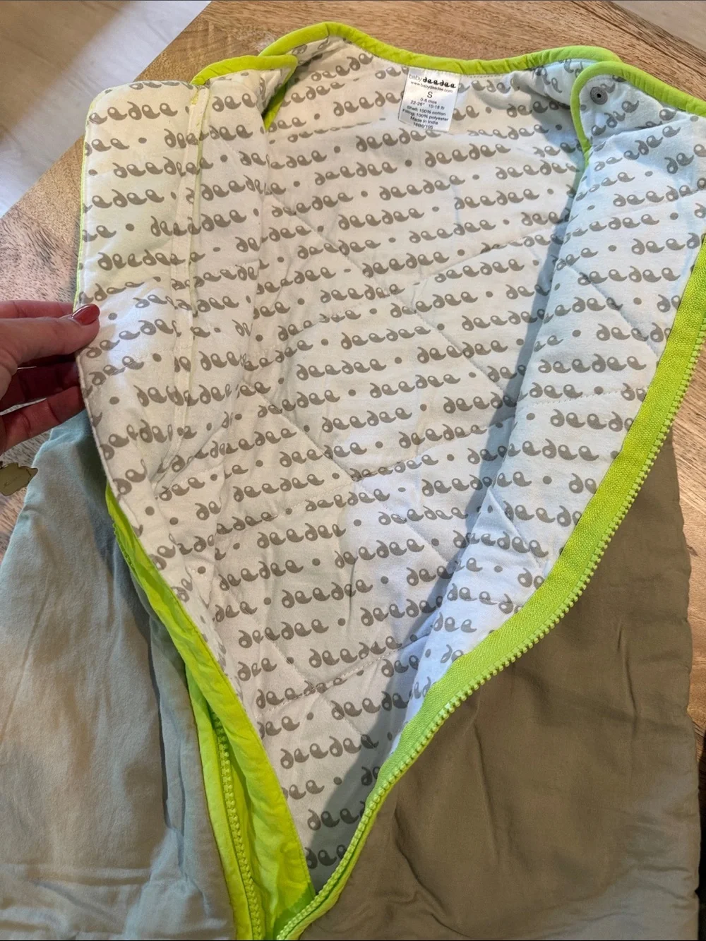 Kids Olive Sleep Sack with Lime Trim - Soft Sleeveless Pajama